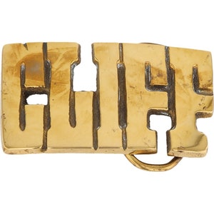 Etiqueta de nombre de Cliff Clifford Clifton Cliffton de latón nuevo, hebilla de cinturón vintage de los años 70 con letras de burbuja estilo hippie retro, barra de Hello My Is