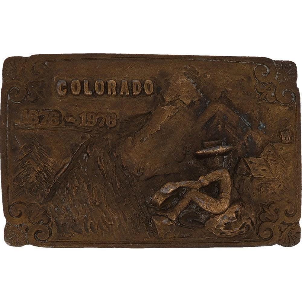 Colorado Gold Panning Rush Mine Mining Miner Rockies 1970s Vintage Belt Buckle