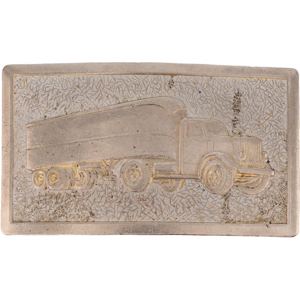 Antique Classic Trucker Trucking Truck Semi Driver 1960s Vintage Belt Buckle Big Rig Long Haul Transport Cab Lorrie 18 Wheeler