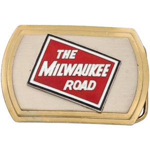 Milwaukee Road MILW CMStP&P Chicago St. Paul Pacific Railroad Railway Train Line Locomotive 1970s NOS Vintage Belt Buckle
