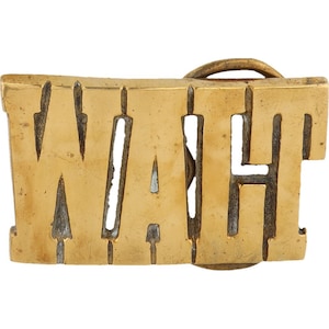 Etiqueta de nombre de latón nuevo Walt Walter Wally, hebilla de cinturón vintage de los años 70 con letras de burbuja retro hippie hippie Hola mi Is