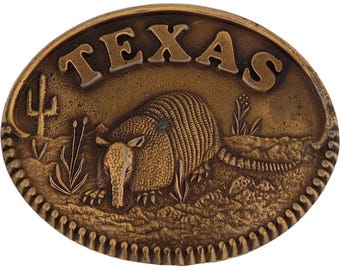 Vintage 1988 Texas Belt Buckle Lone Star State Armadillo  Vintage 1988 Texas Belt Buckle Lone Star State Armadillo‎ Rodeo Cowboy USA Made main image 0