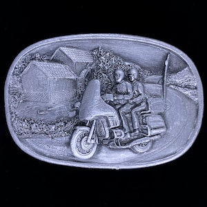Cruiser Touring Bike Motorcycle 1980s Vintage Belt Buckle Yamaha Honda Kawasaki Travel Western Biker Rider Gift