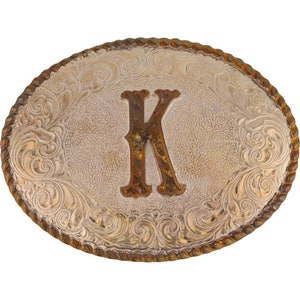 Hebilla de cinturón vintage con nombre inicial de la letra P K en plata, Kelly, Karl, Kevin, Kyle, NOS, Kane, Kai, Kay, Kristin, etiqueta hippie, retro, con letras de burbuja