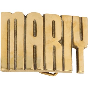 Etiqueta de nombre de latón nuevo Marty Martin Mart Martie, hebilla de cinturón vintage de los años 70, estilo hippie, estilo retro, con letras de burbuja, de Hello My Is