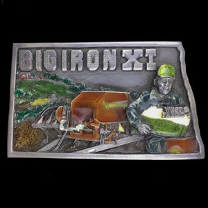 Big Iron XI Farm Show Valmar Interstate Seed West Fargo North Dakota Farming Ag Collectible Memorabilia NOS Vintage 80s Pewter Belt Buckle