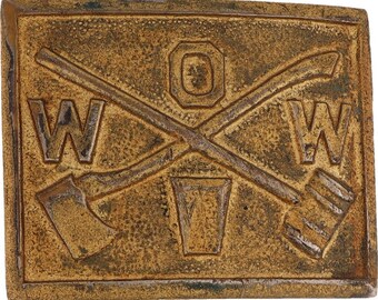 Woodsman World WOW MWA Fraternal Society Omaha Nebraska 50s Vintage Belt Buckle Member Antique