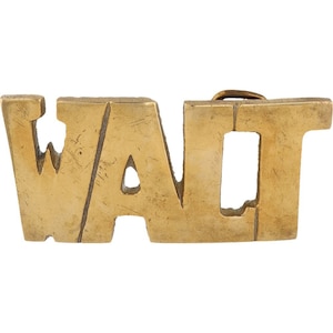 Etiqueta de nombre de latón nuevo Walt Walter Wally, hebilla de cinturón vintage de los años 70 con letras de burbuja retro hippie hippie Hola mi Is