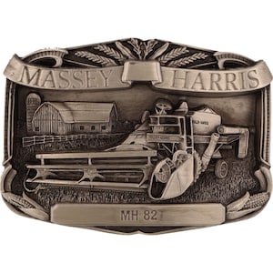 New Massey Harris MH 82 Tractor Ferguson Farmer Farming NOS Vintage Belt Buckle Farm Equipment Machinery Implement Sign Logo Ji Ih