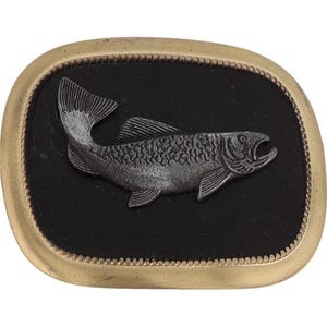 Pike Muskie Musky Fish Fisherman Fishing Western 80s Nos Vintage Belt Buckle Lover Sportfishing Animal Nature Cowboy Cowgirl Trout Sport