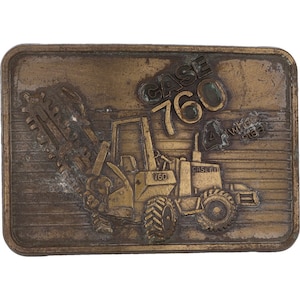 Ji Case Trencher Cable Plow Retroescavatore Lama di riempimento Fibbia per cintura vintage anni '80 Macchinari per lavori stradali Operaio edile Trattore