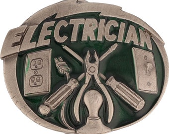 New Electrician Linesman It Ibew Worker Electrical Nos Vintage Belt Buckle Telecom Tech Union International Brotherhood Telephone Utility