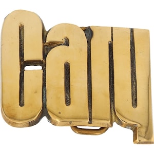 Etiqueta de nombre nueva de latón Cary Carey Carsten Carrick, hebilla de cinturón vintage de los años 70, estilo hippie, estilo retro, con letras de burbuja, Hola mi amor