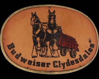 [レア]80s 90s Budweiser 本革ベルトVINTAGE馬車usa製 レア]80s 90s Budweiser 本革ベルトVINTAGE馬車usa製