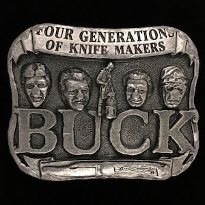 Buck Knives Knife Makers Cutlery Le Silver 110 Western Advertising Collectible 1970s Vintage Belt Buckle