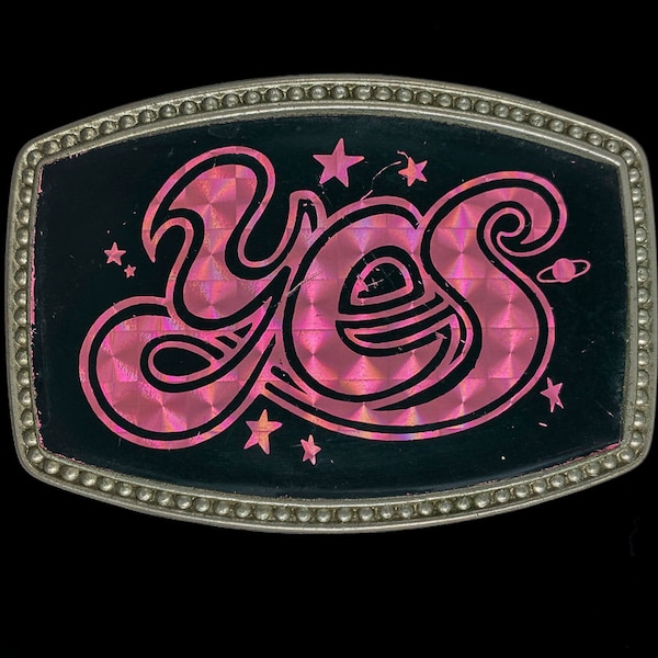 Yes Roger Dean Logo Anderson Wakeman Howe Squire 1970s Vintage Belt Buckle Rock Music Band Record Promo Memorabilia Holographic Prism Hippie