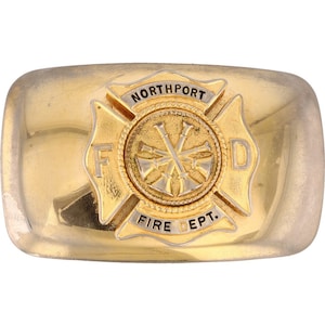 Northport Fire Department Rescue Ny Fireman Ex Captain 1970s Vintage Belt Buckle Fighter Firefighter Emt First Responder Captain