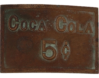 Brass Antique Coke Coca-Cola Civil War Style Prong 1900s Vintage Belt Buckle Soda Pop Old Sign Ad Pop Fountain Drink Soft Logo Collector