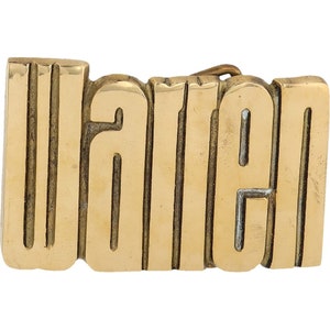 Nueva etiqueta de nombre Warren de latón de los años 70 con hebilla de cinturón vintage Nos. Retro hippie hippy barra de letras de burbuja retro Hola mi Is