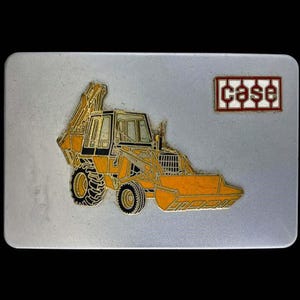 Cargadora retroexcavadora Case 580 K, maquinaria pesada, tractor agrícola occidental, agricultura, agricultor, regalo de agricultura, hebillas para hombre, hebilla de cinturón vintage de los años 70