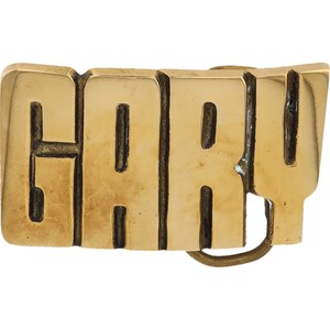 Nueva etiqueta de nombre de latón Gary Garry Garret Garin, hebilla de cinturón vintage de los años 70 con letras de burbuja estilo hippie retro Hola mi amor