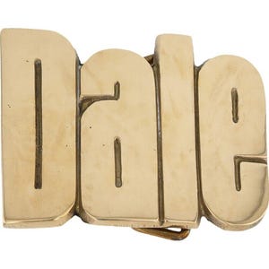 Etiqueta de nombre de latón nuevo Dale Daley Daleen Daleton de los años 70 con hebilla de cinturón vintage con letras de burbuja estilo hippie retro Hola mi amor