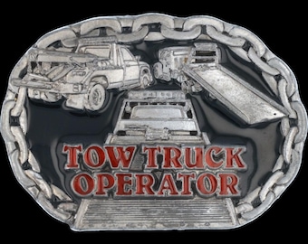 New Tow Truck Operator Wrecker Flatbed Rollback Service Vintage Belt Buckle Hook and Chain Wheel Lift Recovery Rescue