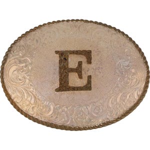 Nueva hebilla de cinturón vintage con inicial de letra P E plateada, nombre Ed, Edward, Eddie, Edwin, Evelyn, Eve, Ernesto, etiqueta estilo hippie retro con burbujas y barra con letras