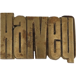 Etiqueta de nombre de latón Harvey Harv Harvin Harvie Cowboy 1970s Vintage Belt Buckle Throwback Hippy Retro Bubble Letter Bar Hola mi Is