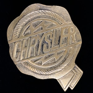 Chrysler Automobile Car Co Fiat Badge Emblem Logo Brass Commemorative Memorabilia Collectible 1970s Vintage Belt Buckle