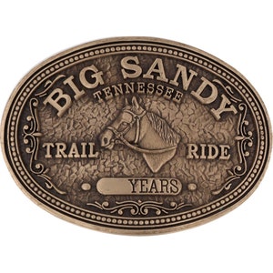 Brass Big Sandy Tennessee Tn Horseback Riding Trail Ride Vintage Belt Buckle Western Cowboy Cowgirl Resort