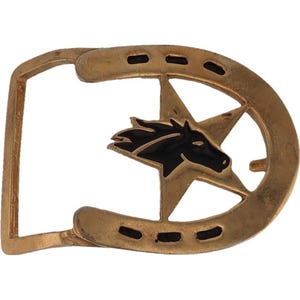 Sm Messing Pferdekopf Hufeisen Western Cowboy Denver Broncos Vintage Gürtelschnalle Land-Chic Flair Southwestern Southwest Wear Reiter