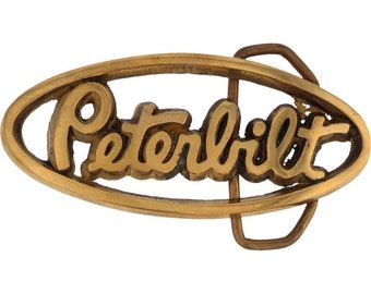 New Brass Peterbilt Truck Trucker Driver Semi Trucking 70s Nos Vintage Belt Buckle Tractor Trailer Kenworth Allison Detroit Diesel Big Rig