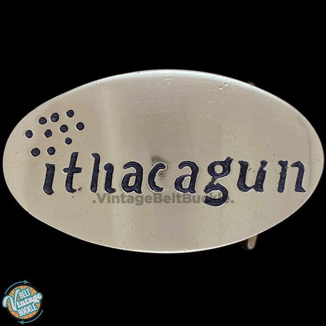 Brass Ithaca Gun Shotgun Rifle Hunting 1970s Vintage Belt Buckle Gun