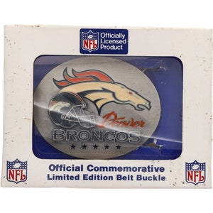 New Denver Broncos Super Bowl Football Elway Colorado Nfl Nos Vintage Belt Buckle Team Memorabilia Sports Fan Official Champion John