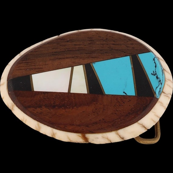 Antler Burr Exotic Wood Turquoise Handmade Hunter… - image 3