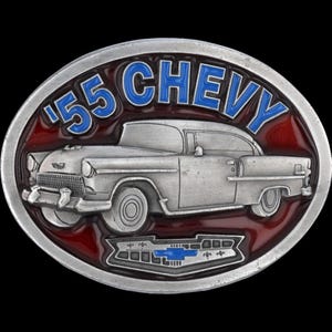 New Chevy Chevrolet Bel Air 1955 Hardtop Classic GM Car Show Auto Nos Vintage Belt Buckle Tri Five Muscle Automobile Collector GM Vintage