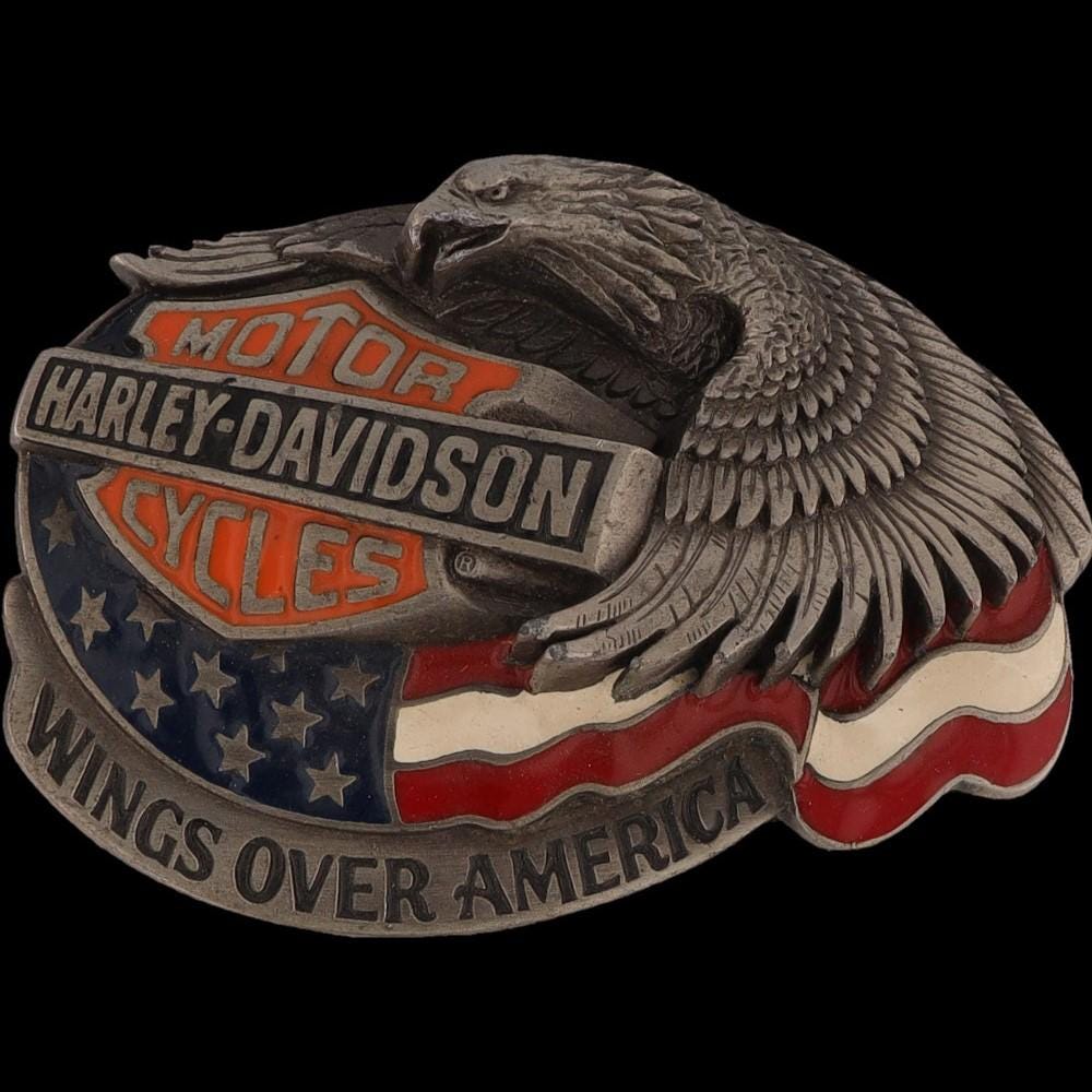 Harley Davidson Motorcycle Wing America Eagle Flag Biker