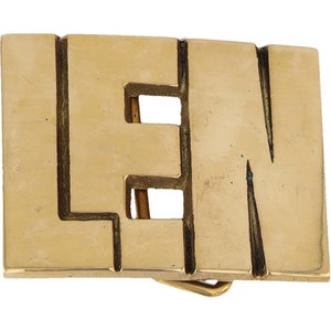 Etiqueta de nombre de latón nuevo Len Lenny Lennie Leonard, hebilla de cinturón vintage de los años 70, estilo hippie, estilo retro, con letras de burbuja, de Hello My Is
