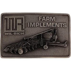 Wil-Rich Farm Implements Agricultural Equipment 1980s Nos Vintage Belt Buckle Farming Machinery Tillage Plowing Harrowing
