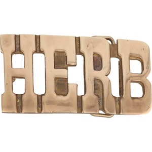 New Brass Herb Herbert Name Old School Hippie Hippy 1980s Nos Vintage Belt Buckle Cool Personalized Bubble Letter Throwback