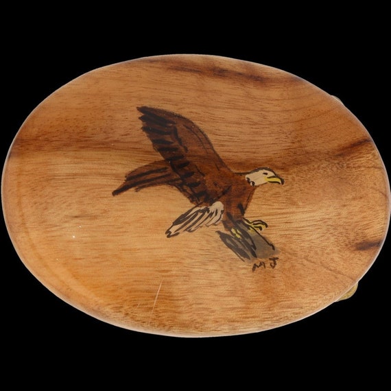 Exotic Wood Hand Painted Bald Eagle Patriotic Vet… - image 3