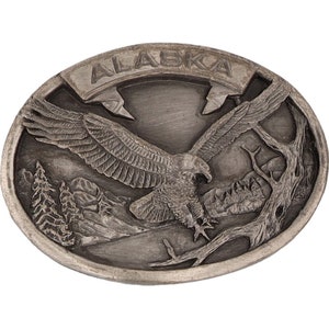 Alaska Ak State Alaskan Fairbanks Eagle Mountain Denali Wasilla Vintage Belt Buckle Midnight Sun Oil Field Ketchikan Pipeline Pnw