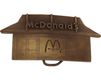 Mcdonalds Restaurant Cheeseburger Hamburger Employee 1970s Vintage Belt Buckle Memorabilia Fast Food Restaurant Worker Uniform Logo