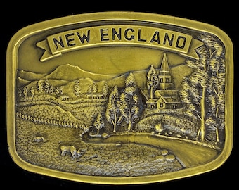 New England Vermont Maine Rhode Island Massachusetts Cape Cod Englander East Coast Coastal Nature Art Artwork 1980s Nos Vintage Belt Buckle