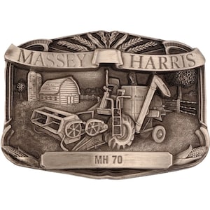 New Massey Harris MH 70 Tractor Ferguson Farmer Farming NOS Vintage Belt Buckle Farm Equipment Machinery Implement Sign Logo Ji Ih