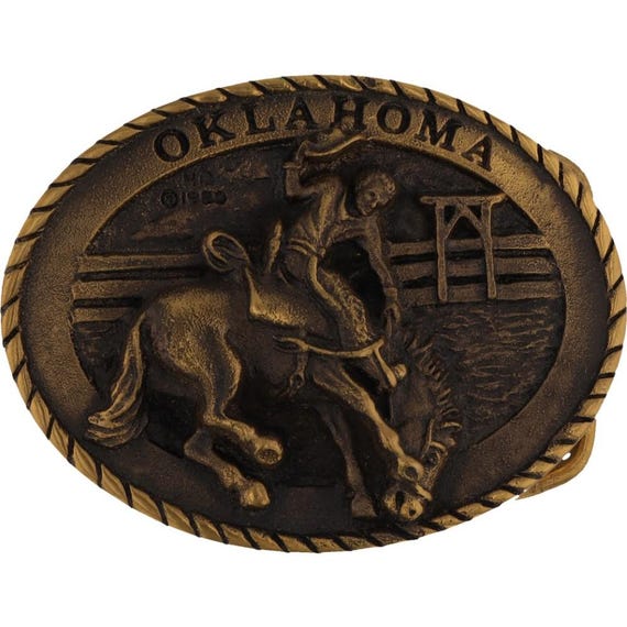 New Brass Oklahoma Rodeo Cowboy Western Bucking Horse Bronc  display picture 2