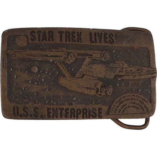 Star Trek Starship Enterprise Tv Movie Memorabilia Space 1970s Vintage Belt Buckle Final Frontier Boldly Go Sci-Fi Captain Kirk Mr Spock