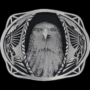 New Eagle Head Portrait Tribal Wing Design Silver Vintage Western Belt Buckle Wildlife Hunter Patriotic Gift
