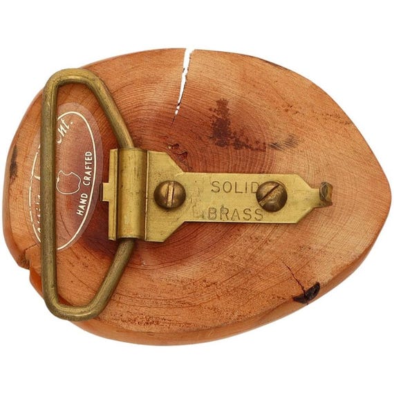 Handmade Exotic Wood Tree Hippie Boho Cowgirl Vintage Belt Buckle W/ Abalone Handmade Exotic Wood Tree Hippie Boho Cool Cowboy 1980s  main image 4